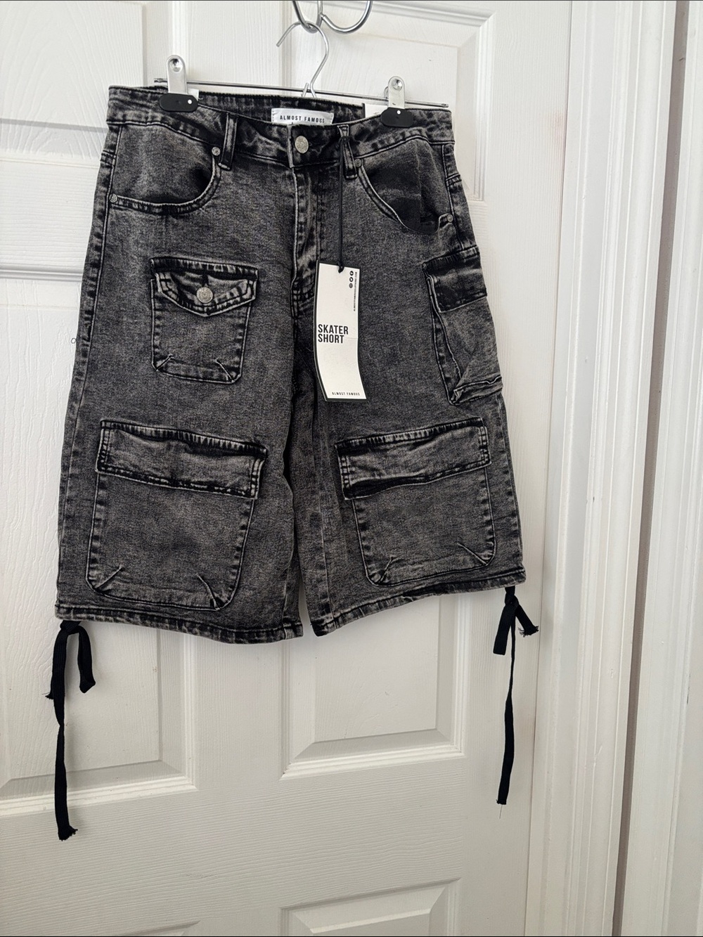 Almost Famous Black Washed Cargo Skater Shorts